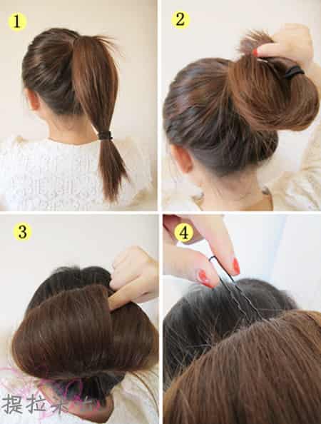 韩式DIY蓬松盘发教程 一分钟速成两款可爱花苞