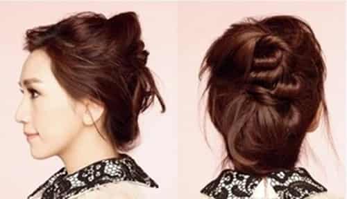 无<em>刘海</em>凌乱蓬松<em>发型盘发步骤</em>