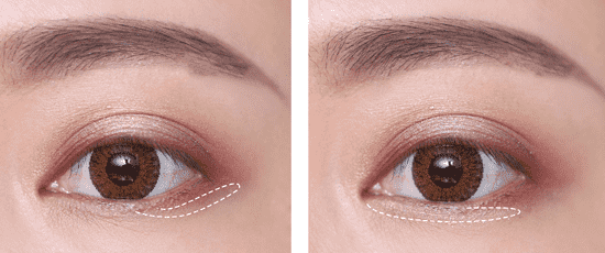 用小号眼影刷取香槟色眼影扫在卧蚕位置