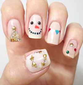 可爱雪人美甲教程 不是只有冬天才有雪人
