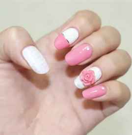 玫瑰花美甲教程 清新浪漫的双色玫瑰花