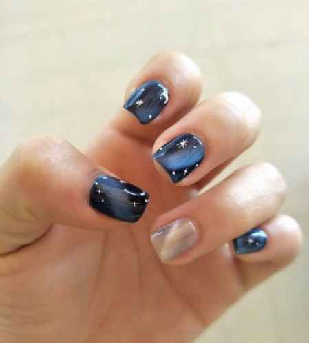 绝美的蓝色系猫眼美甲