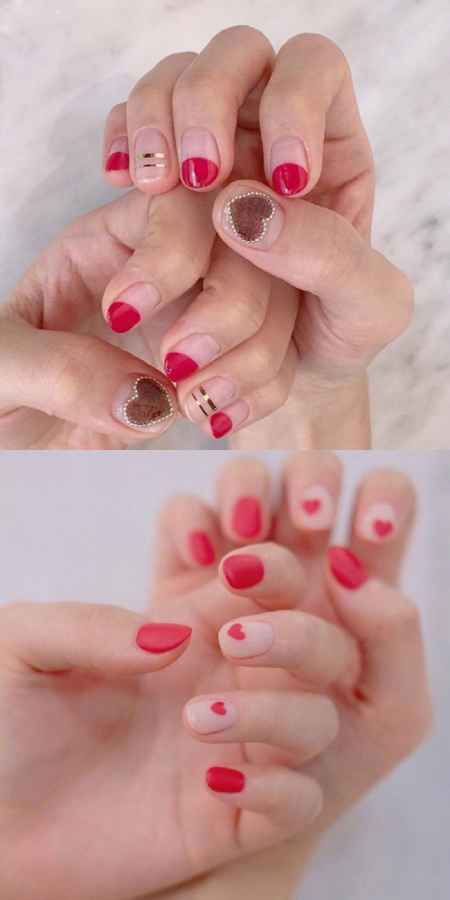 **感满满的桃心美甲款式