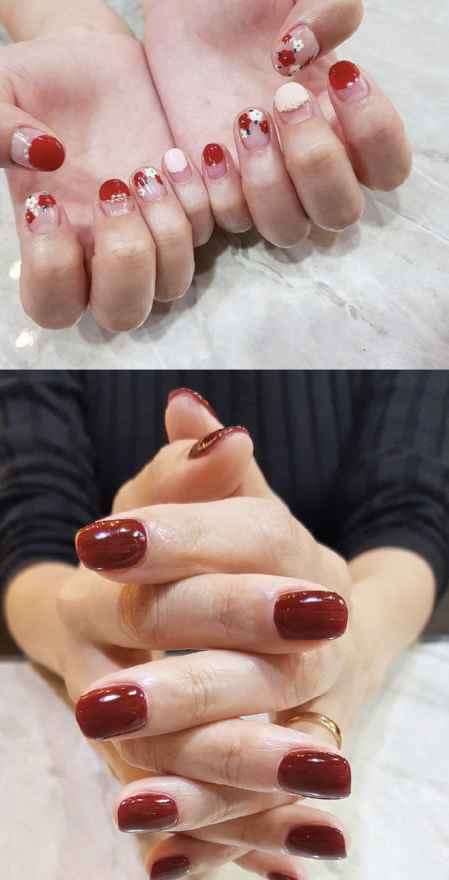 红色系美甲图片,显手白最佳美甲款式